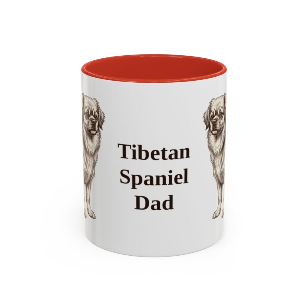 11oz Tibetan Spaniel Dog Dad Mug, Red, front view