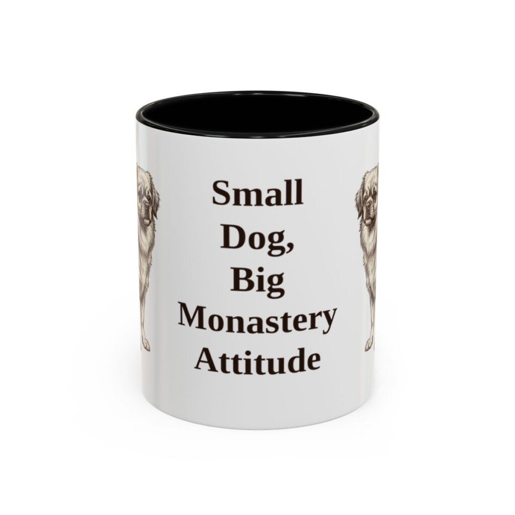 11oz Funny Tibetan Spaniel Mug, Black, front view