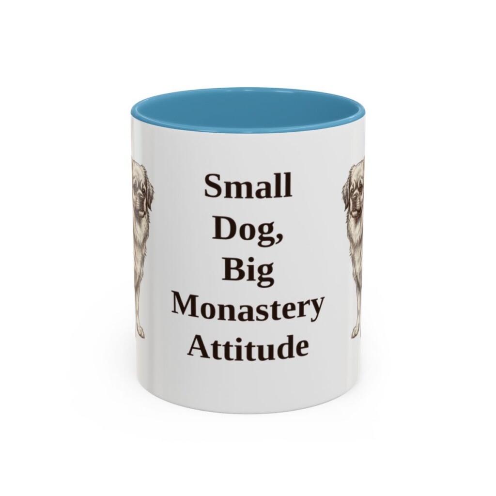 11oz Funny Tibetan Spaniel Mug, Light Blue, front view