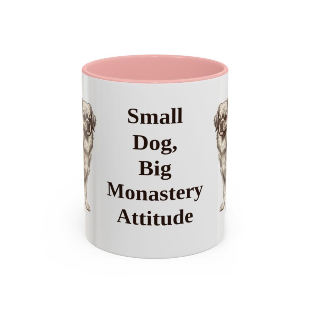 11oz Funny Tibetan Spaniel Mug, Pink, front view