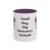 11oz Funny Tibetan Spaniel Mug, Purple, front view