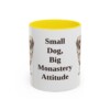11oz Funny Tibetan Spaniel Mug, Yellow, front view