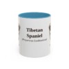 11oz Tibetan Spaniel Latin Mug, Light Blue, front view