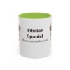 11oz Tibetan Spaniel Latin Mug, Light Green, front view