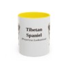 11oz Tibetan Spaniel Latin Mug, Yellow, front view