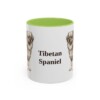 11oz Tibetan Spaniel Mug, Light Green, front view