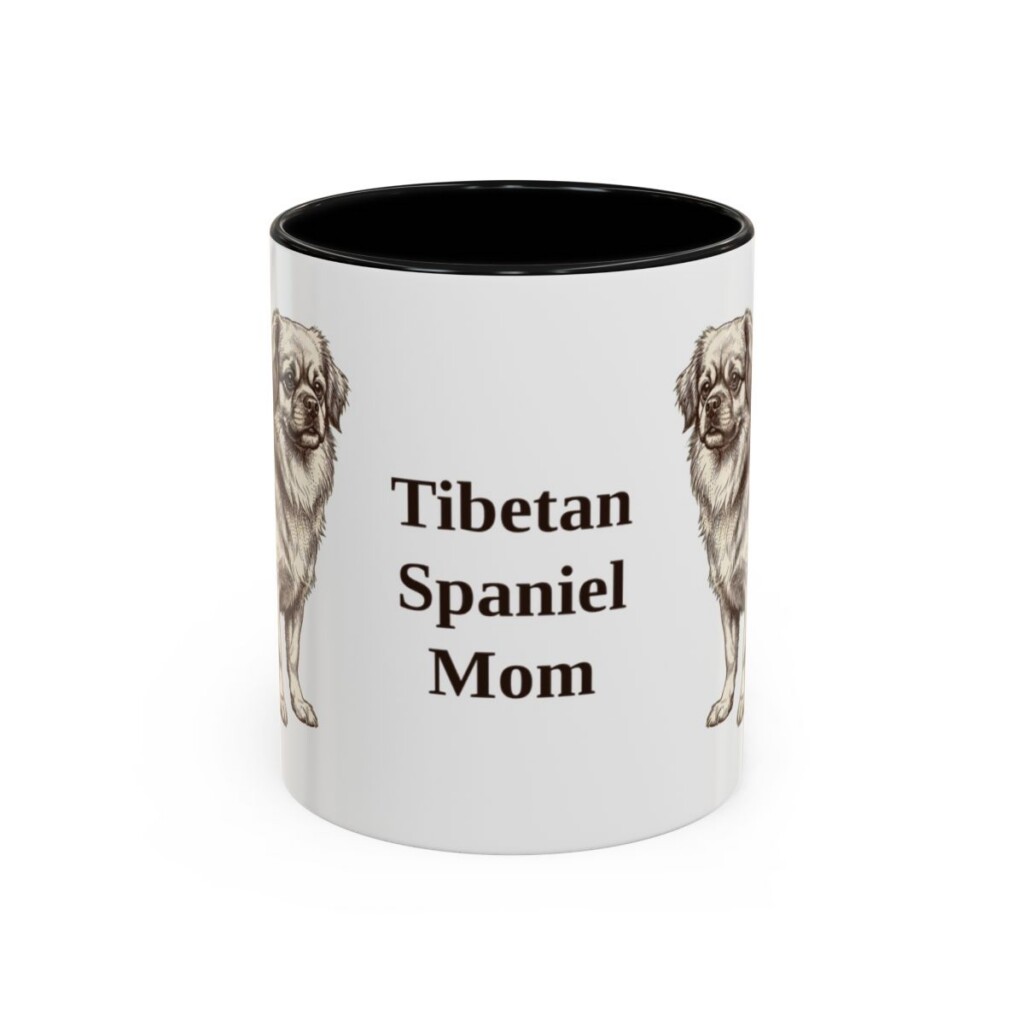 11oz Tibetan Spaniel Dog Mom Mug, Black, front view