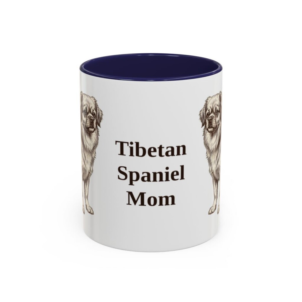 11oz Tibetan Spaniel Dog Mom Mug, Navy, front view