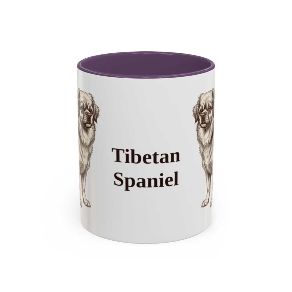 11oz Tibetan Spaniel Mug, Purple, front view