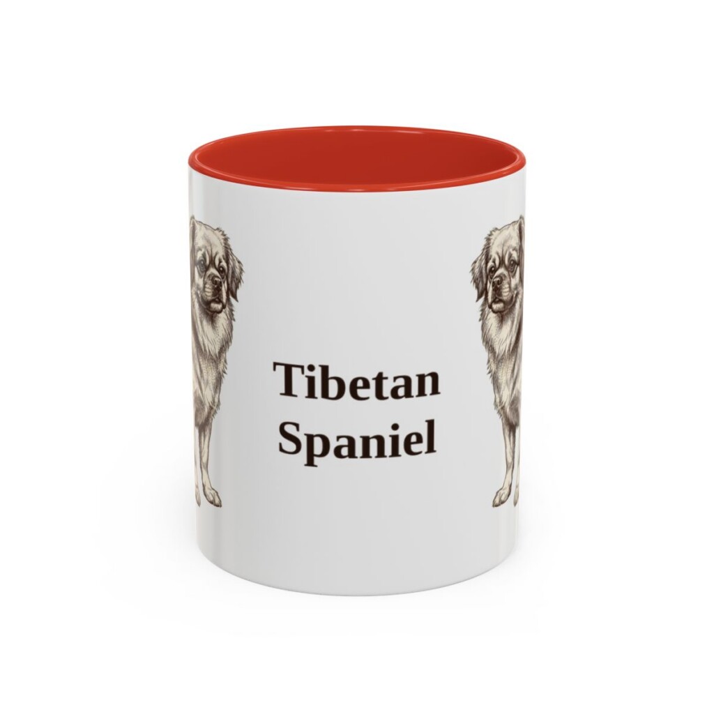 11oz Tibetan Spaniel Mug, Red, front view
