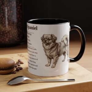 11oz Tibetan Spaniel Mug, Black, lifestyle photo