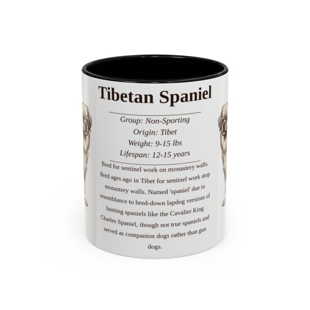 11oz Tibetan Spaniel Mug, Black, front view