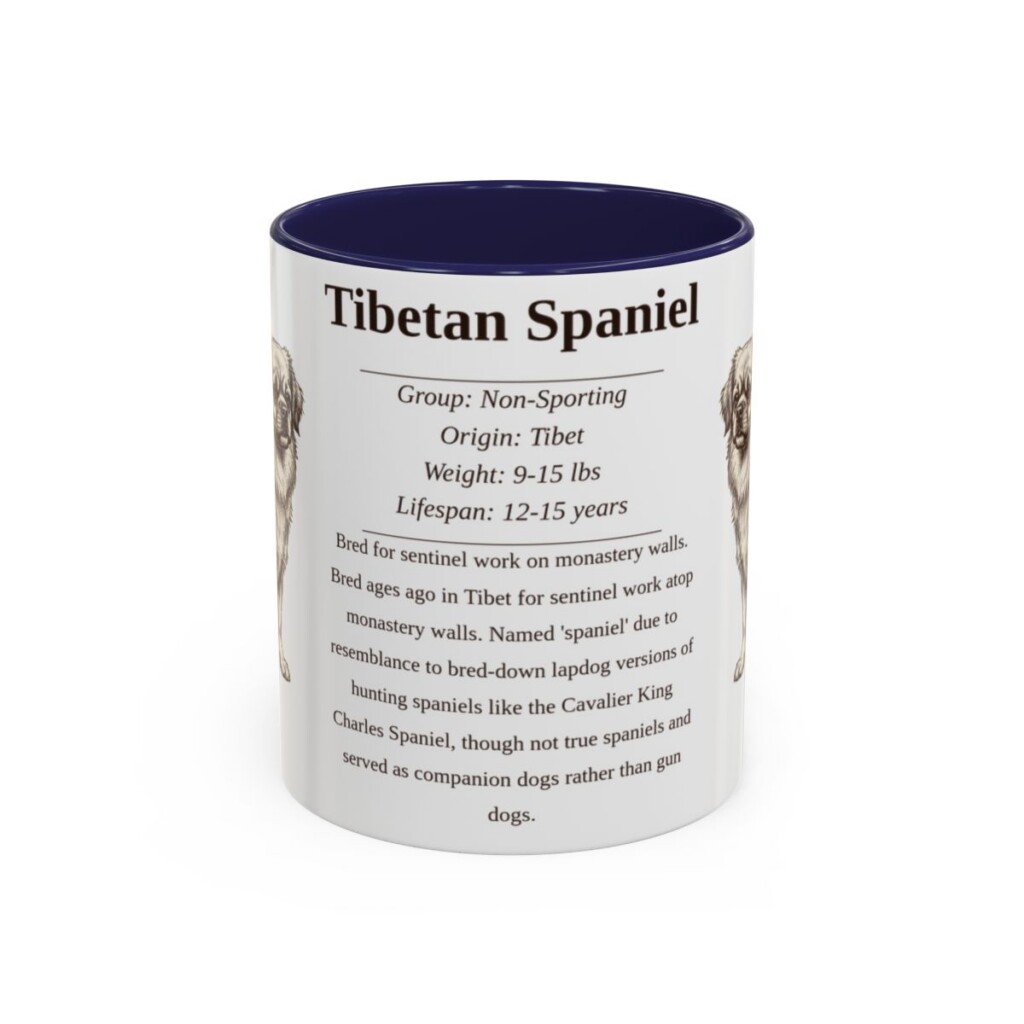 11oz Tibetan Spaniel Mug, Navy, front view