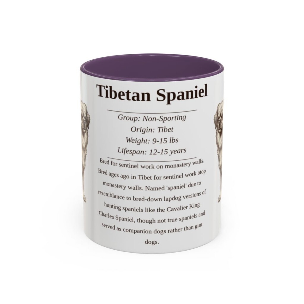 11oz Tibetan Spaniel Mug, Purple, front view