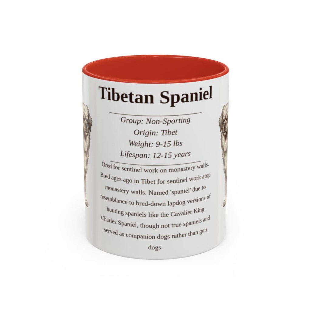 11oz Tibetan Spaniel Mug, Red, front view