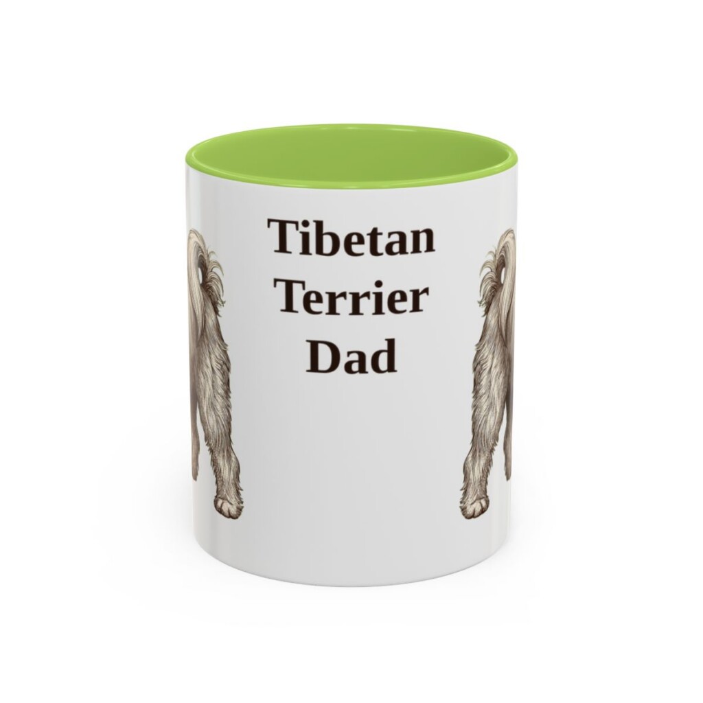 11oz Tibetan Terrier Dog Dad Mug, Light Green, front view