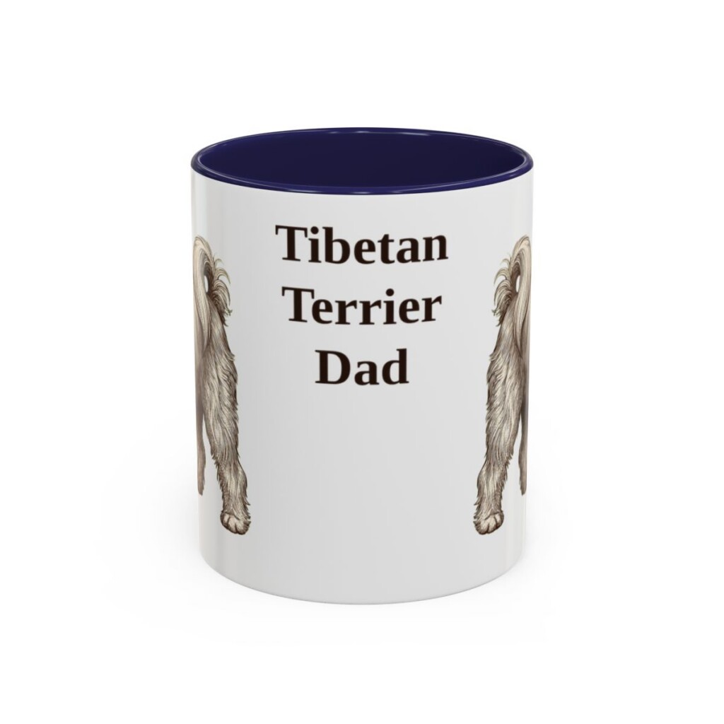 11oz Tibetan Terrier Dog Dad Mug, Navy, front view