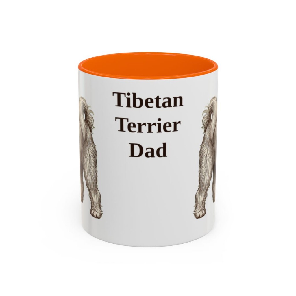 11oz Tibetan Terrier Dog Dad Mug, Orange, front view