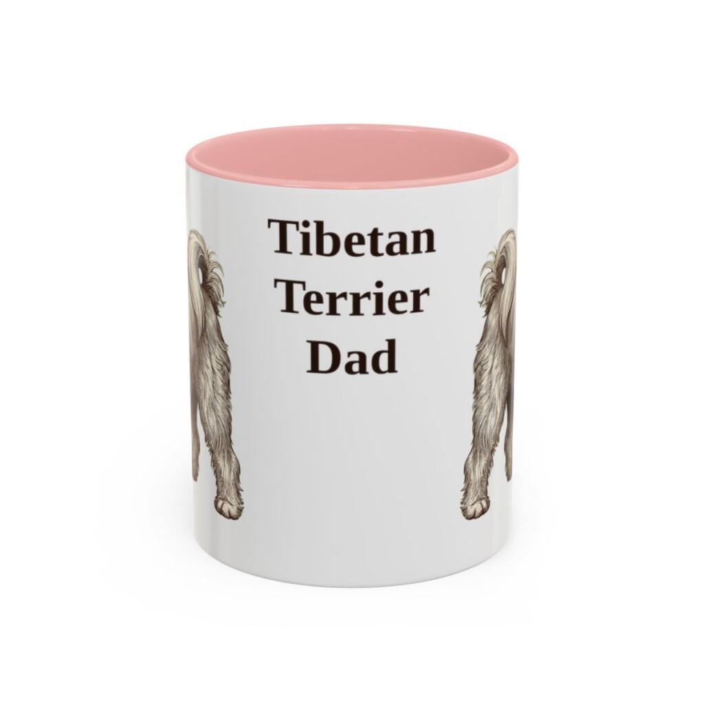 11oz Tibetan Terrier Dog Dad Mug, Pink, front view