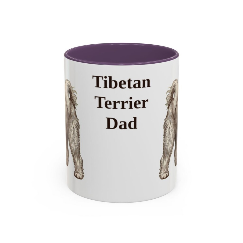 11oz Tibetan Terrier Dog Dad Mug, Purple, front view
