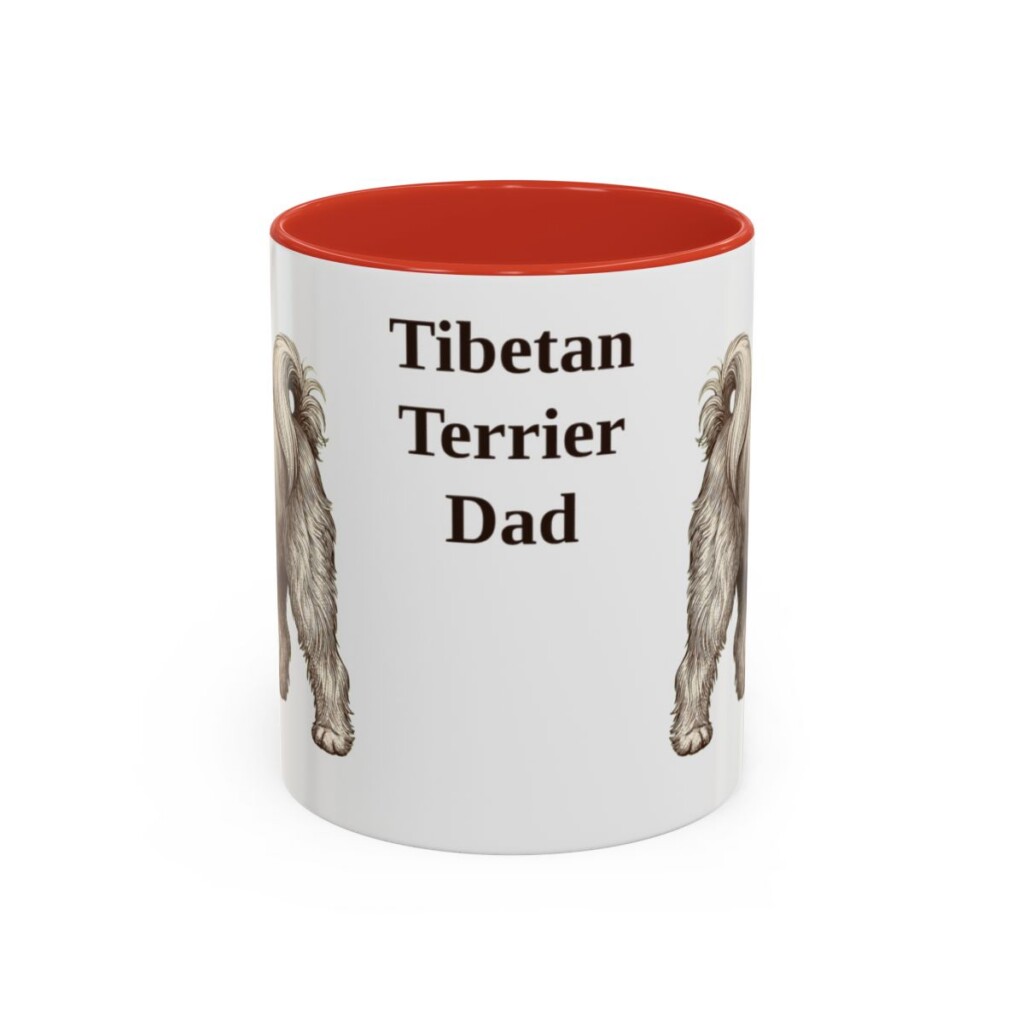 11oz Tibetan Terrier Dog Dad Mug, Red, front view