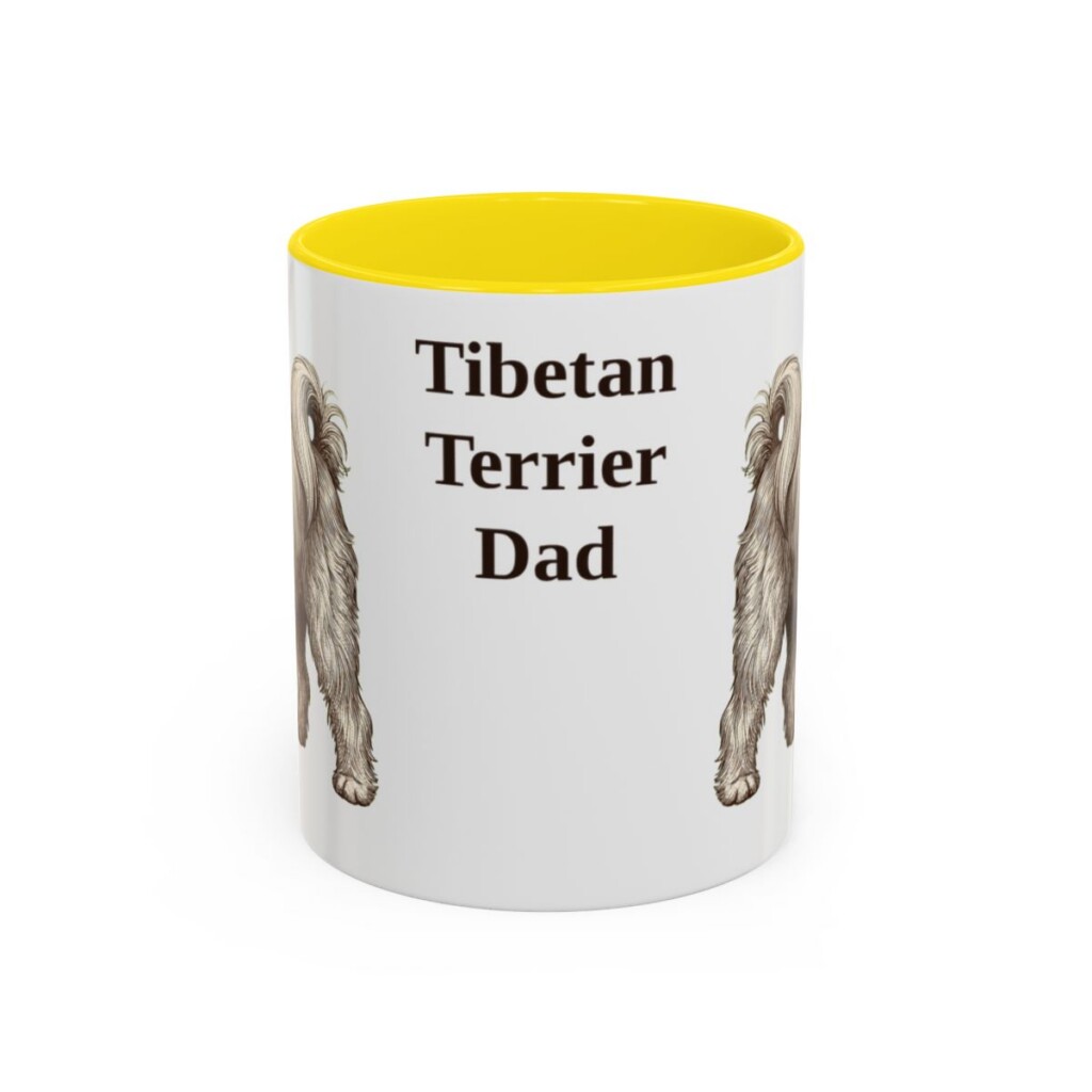 11oz Tibetan Terrier Dog Dad Mug, Yellow, front view