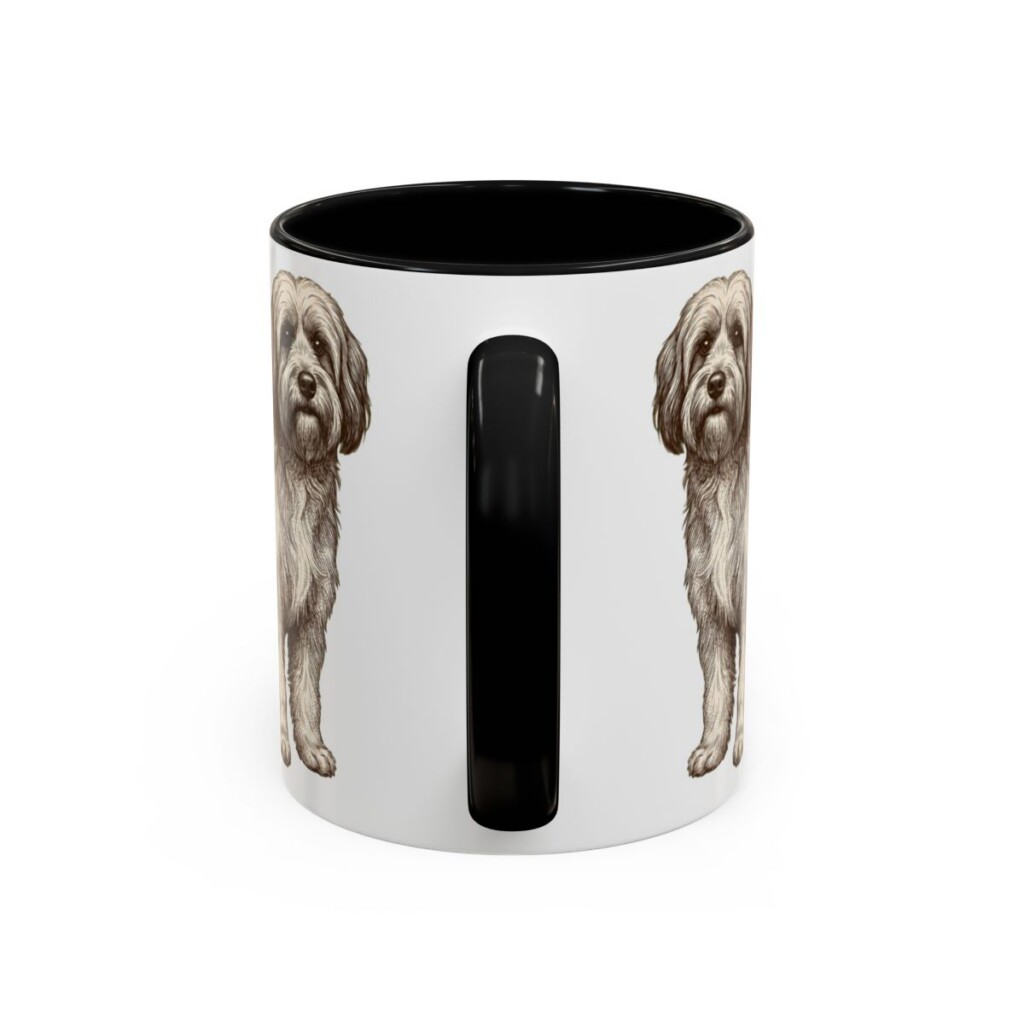 11oz Funny Tibetan Terrier Mug, Black, back view
