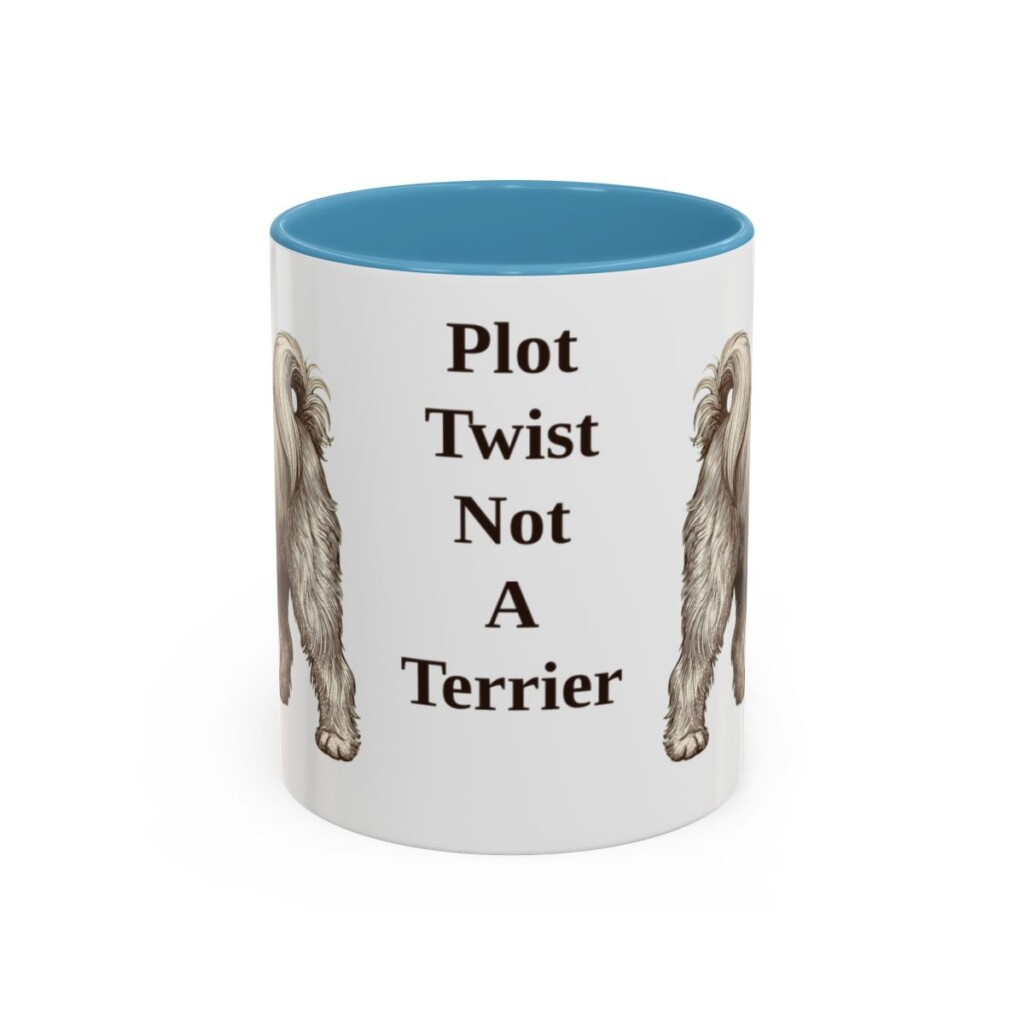 11oz Funny Tibetan Terrier Mug, Light Blue, front view