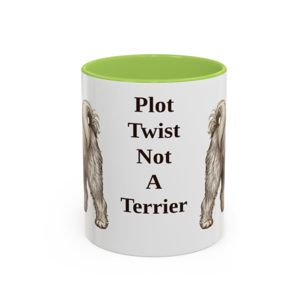 11oz Funny Tibetan Terrier Mug, Light Green, front view