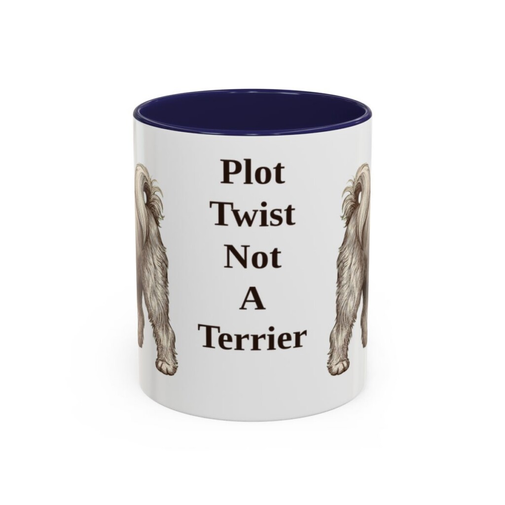 11oz Funny Tibetan Terrier Mug, Navy, front view