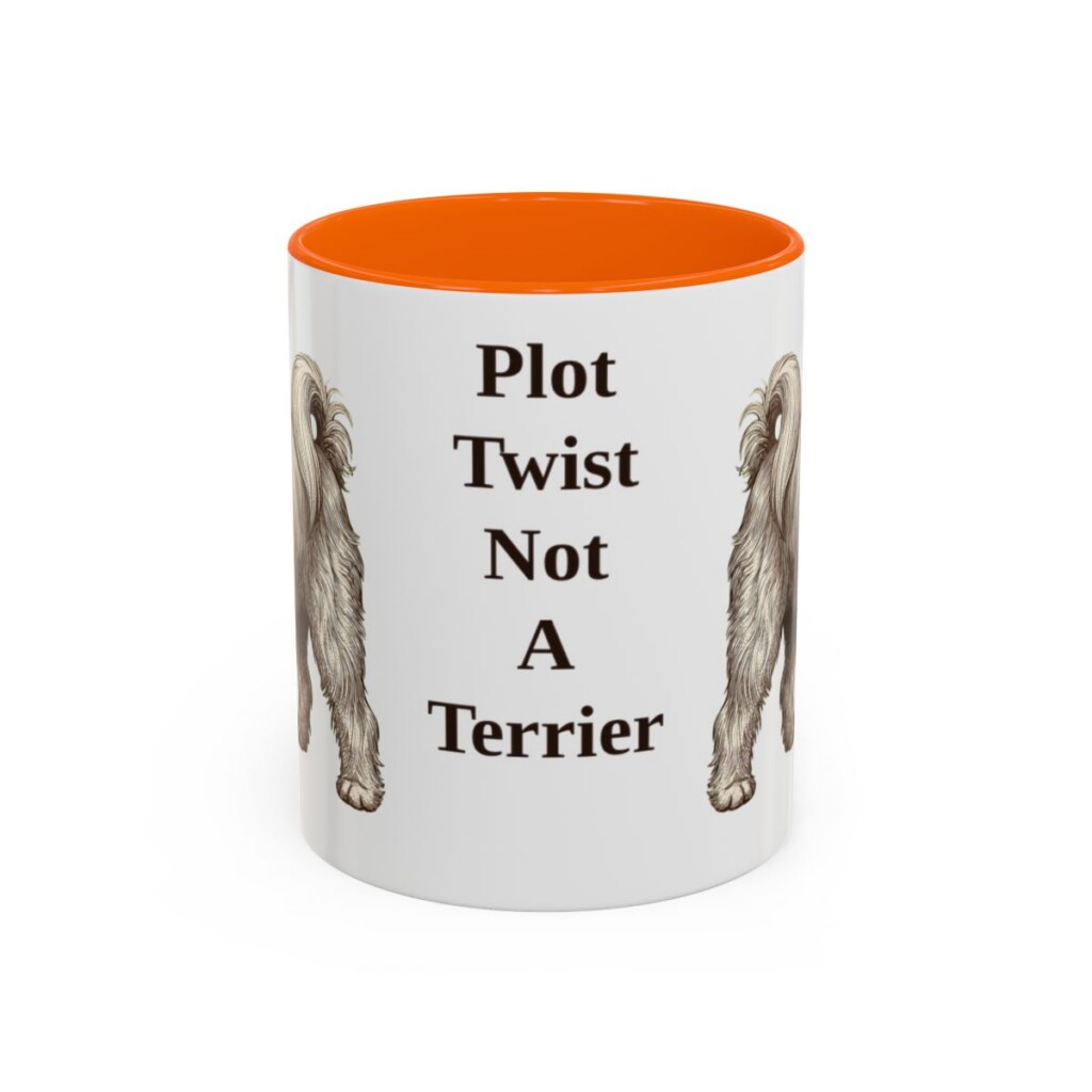 11oz Funny Tibetan Terrier Mug, Orange, front view