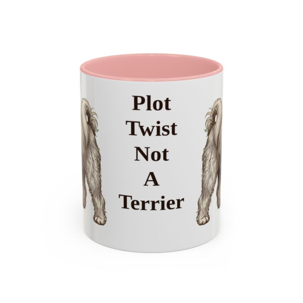 11oz Funny Tibetan Terrier Mug, Pink, front view