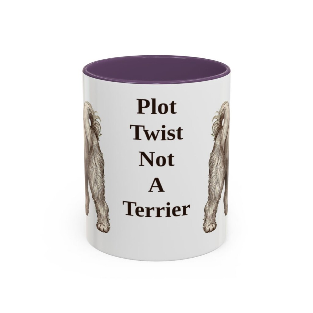 11oz Funny Tibetan Terrier Mug, Purple, front view