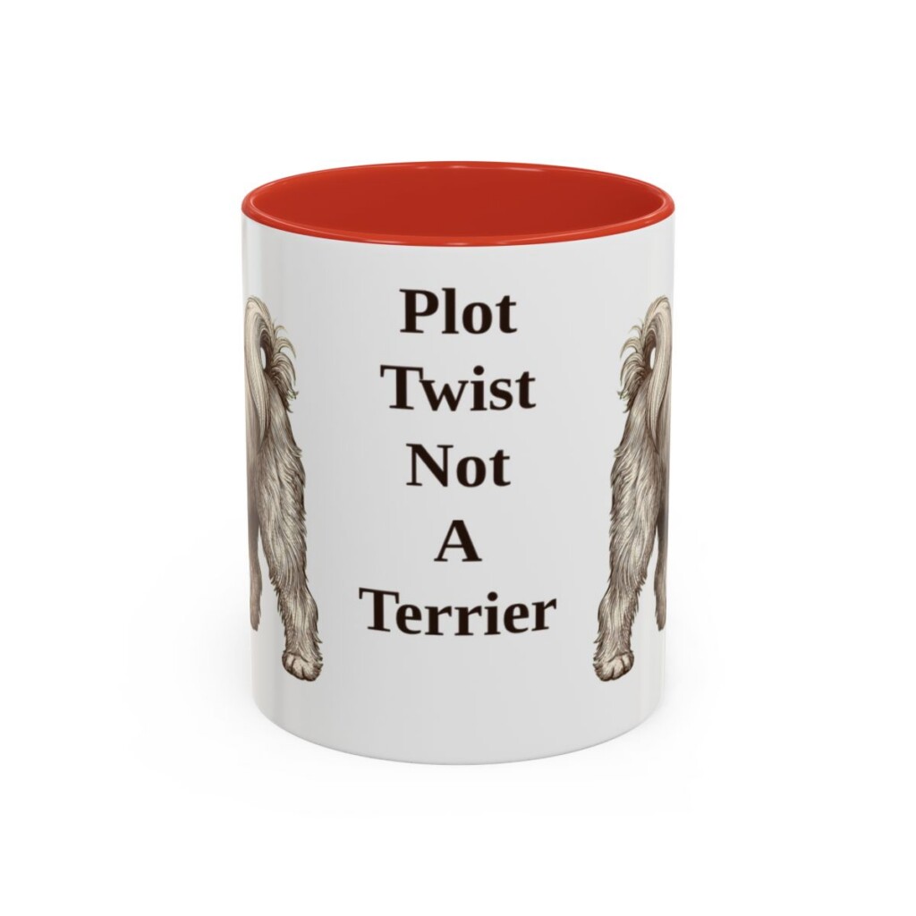 11oz Funny Tibetan Terrier Mug, Red, front view
