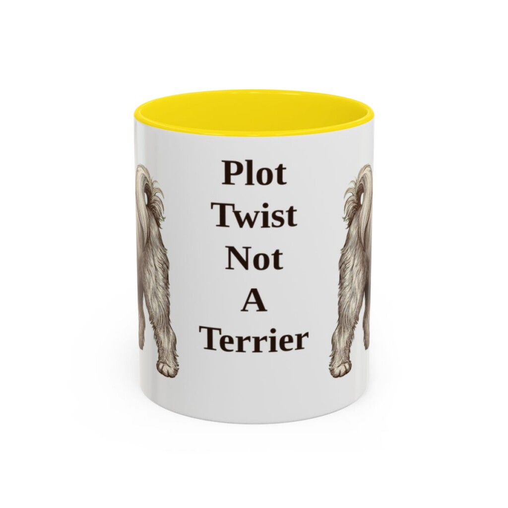 11oz Funny Tibetan Terrier Mug, Yellow, front view
