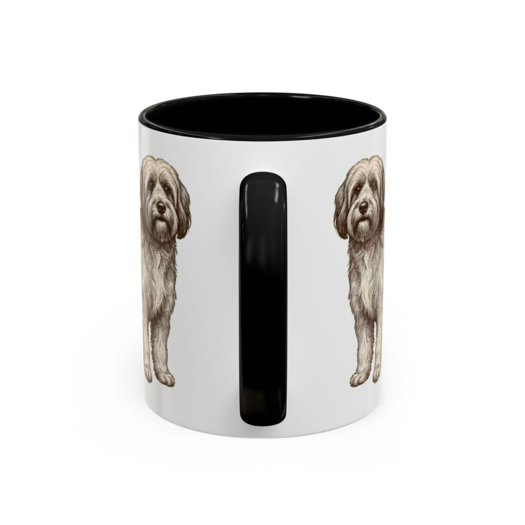 11oz Tibetan Terrier Latin Mug, Black, back view