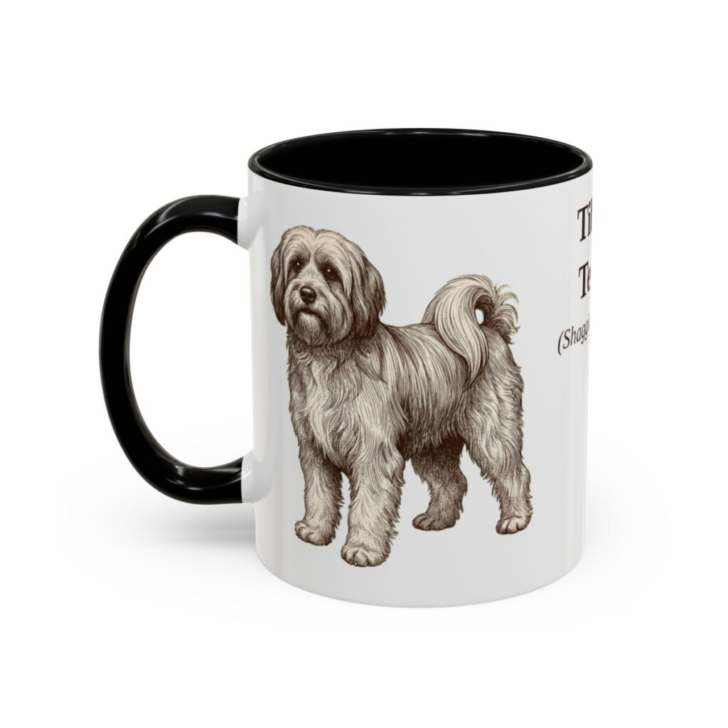 11oz Tibetan Terrier Latin Mug, Black, left side view