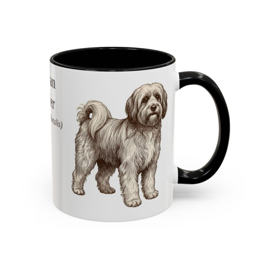11oz Tibetan Terrier Latin Mug, Black, right side view