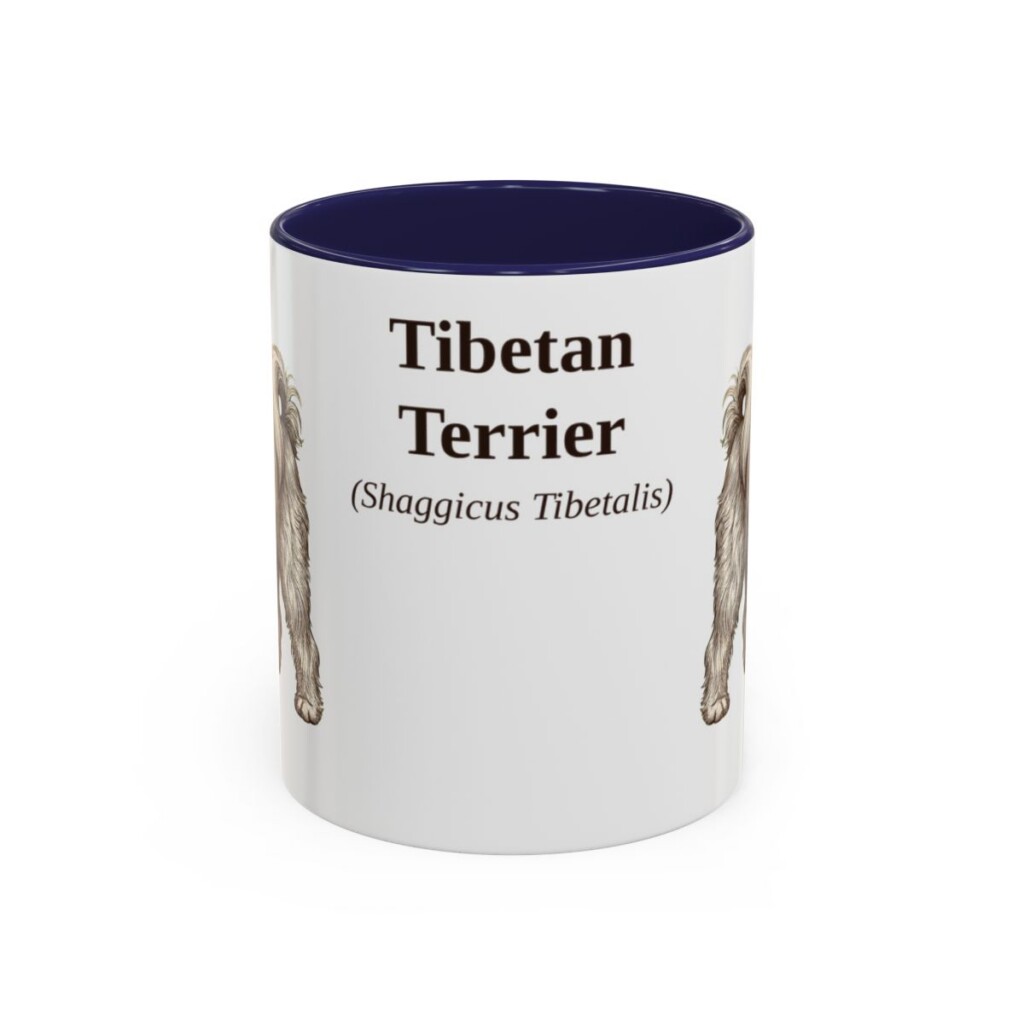 11oz Tibetan Terrier Latin Mug, Navy, front view