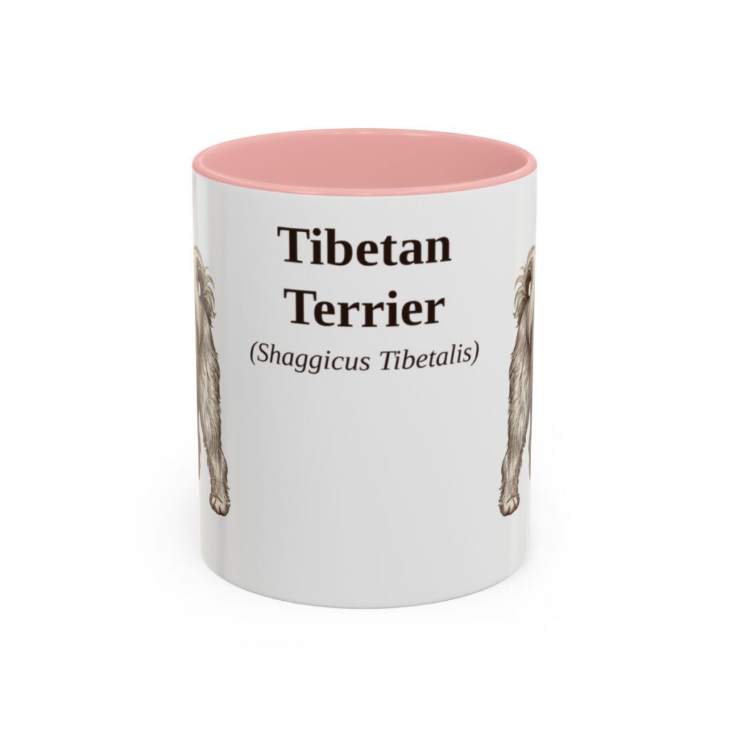 11oz Tibetan Terrier Latin Mug, Pink, front view