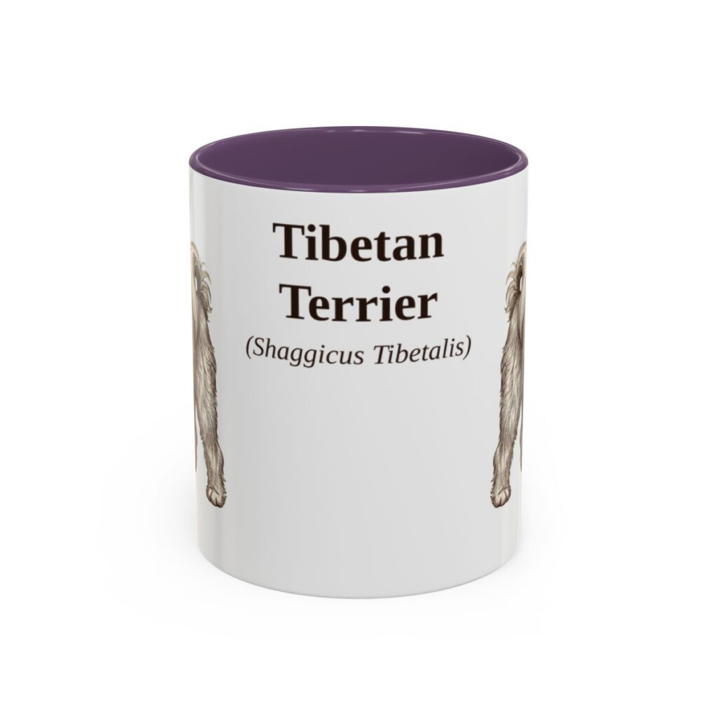 11oz Tibetan Terrier Latin Mug, Purple, front view