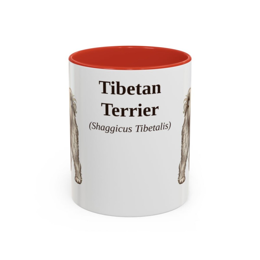 11oz Tibetan Terrier Latin Mug, Red, front view