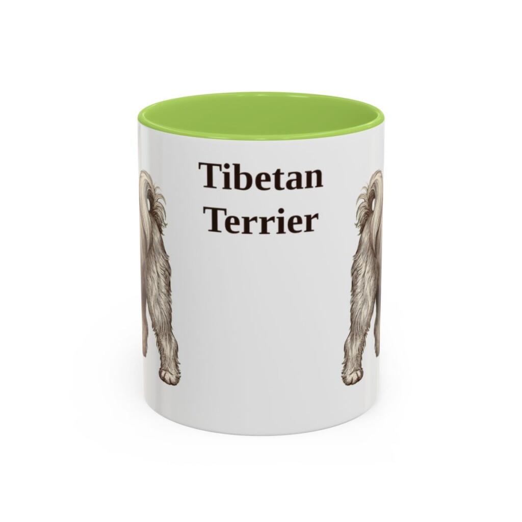 11oz-tibetan-terrier-mug-light-green 11oz Tibetan Terrier Mug, Light Green, front view