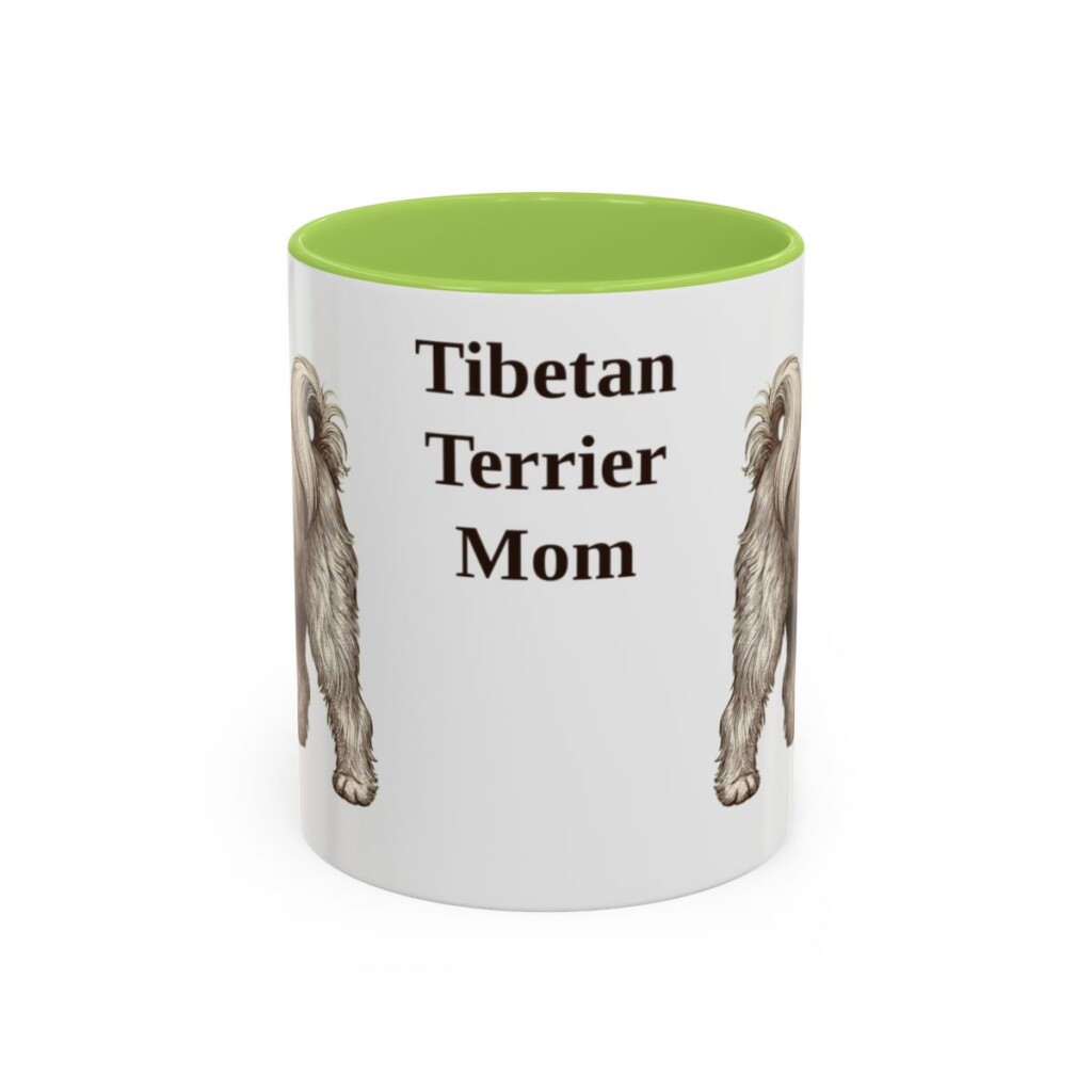 11oz-tibetan-terrier-mug-mom-light-green 11oz Tibetan Terrier Dog Mom Mug, Light Green, front view