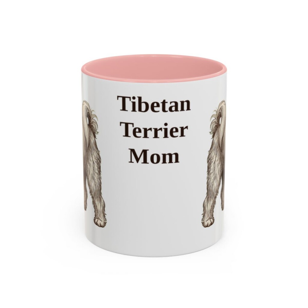 11oz-tibetan-terrier-mug-mom-pink 11oz Tibetan Terrier Dog Mom Mug, Pink, front view