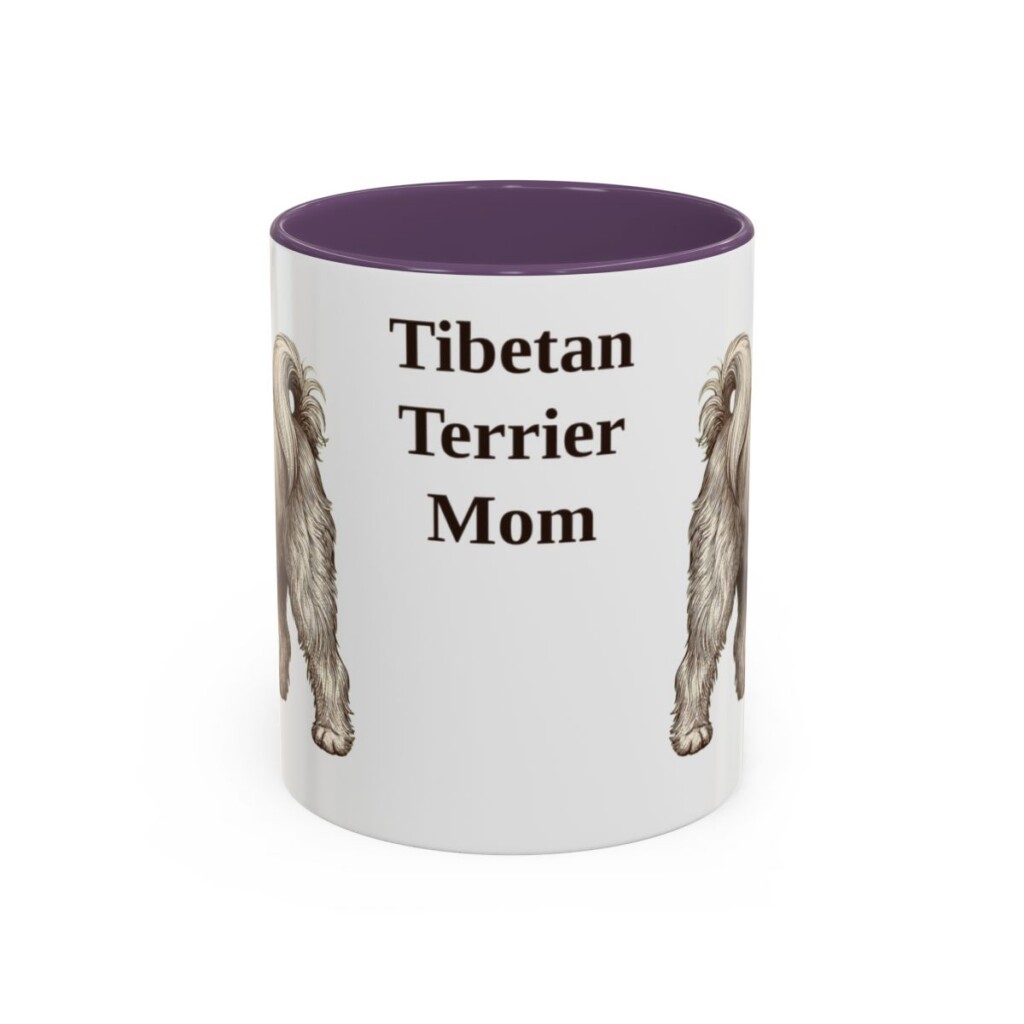 11oz-tibetan-terrier-mug-mom-purple 11oz Tibetan Terrier Dog Mom Mug, Purple, front view
