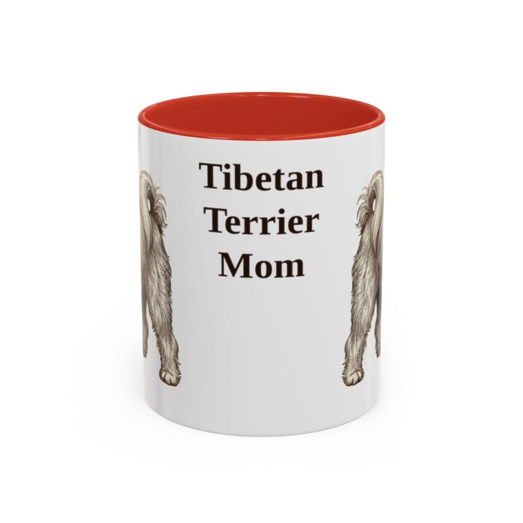 11oz-tibetan-terrier-mug-mom-red 11oz Tibetan Terrier Dog Mom Mug, Red, front view