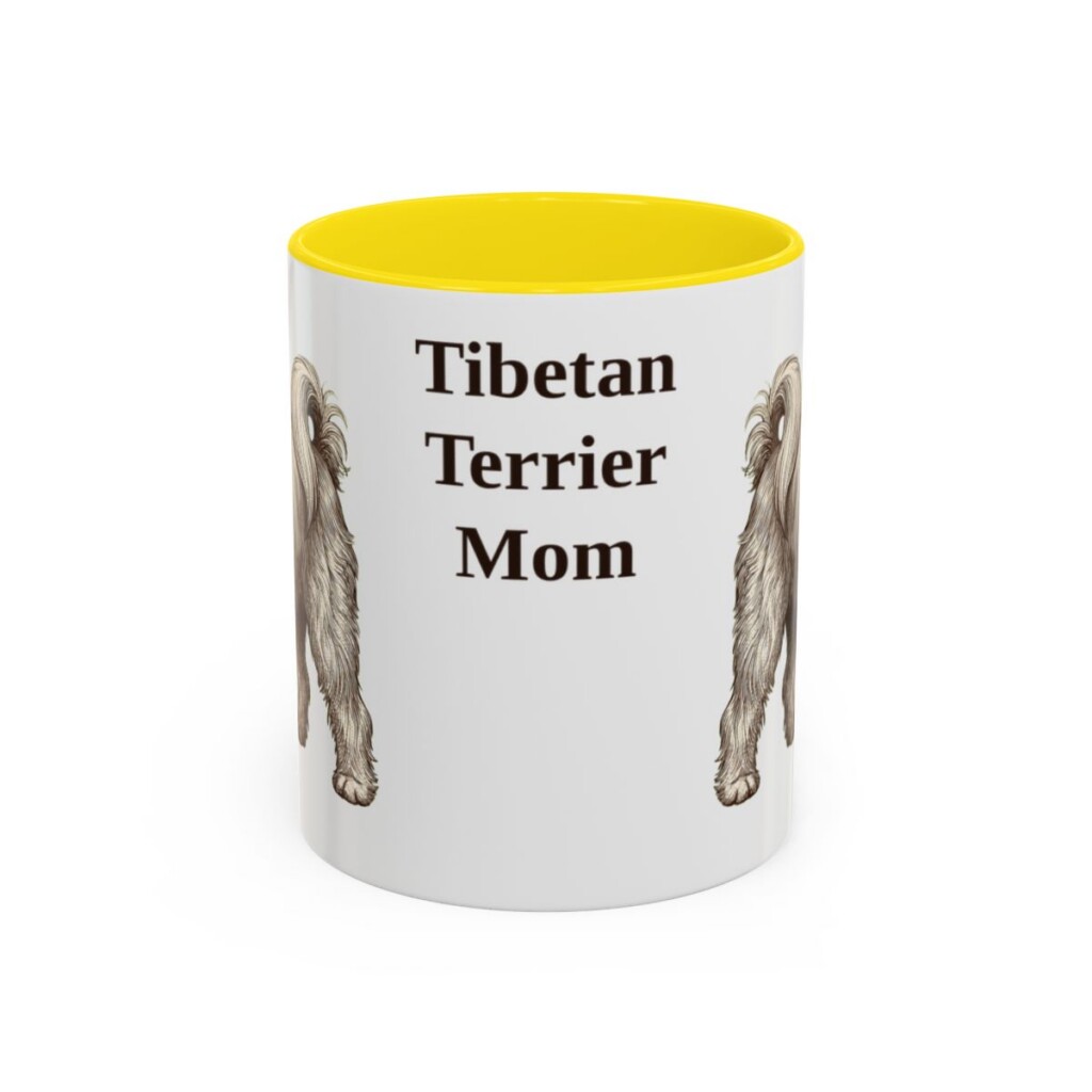 11oz-tibetan-terrier-mug-mom-yellow 11oz Tibetan Terrier Dog Mom Mug, Yellow, front view