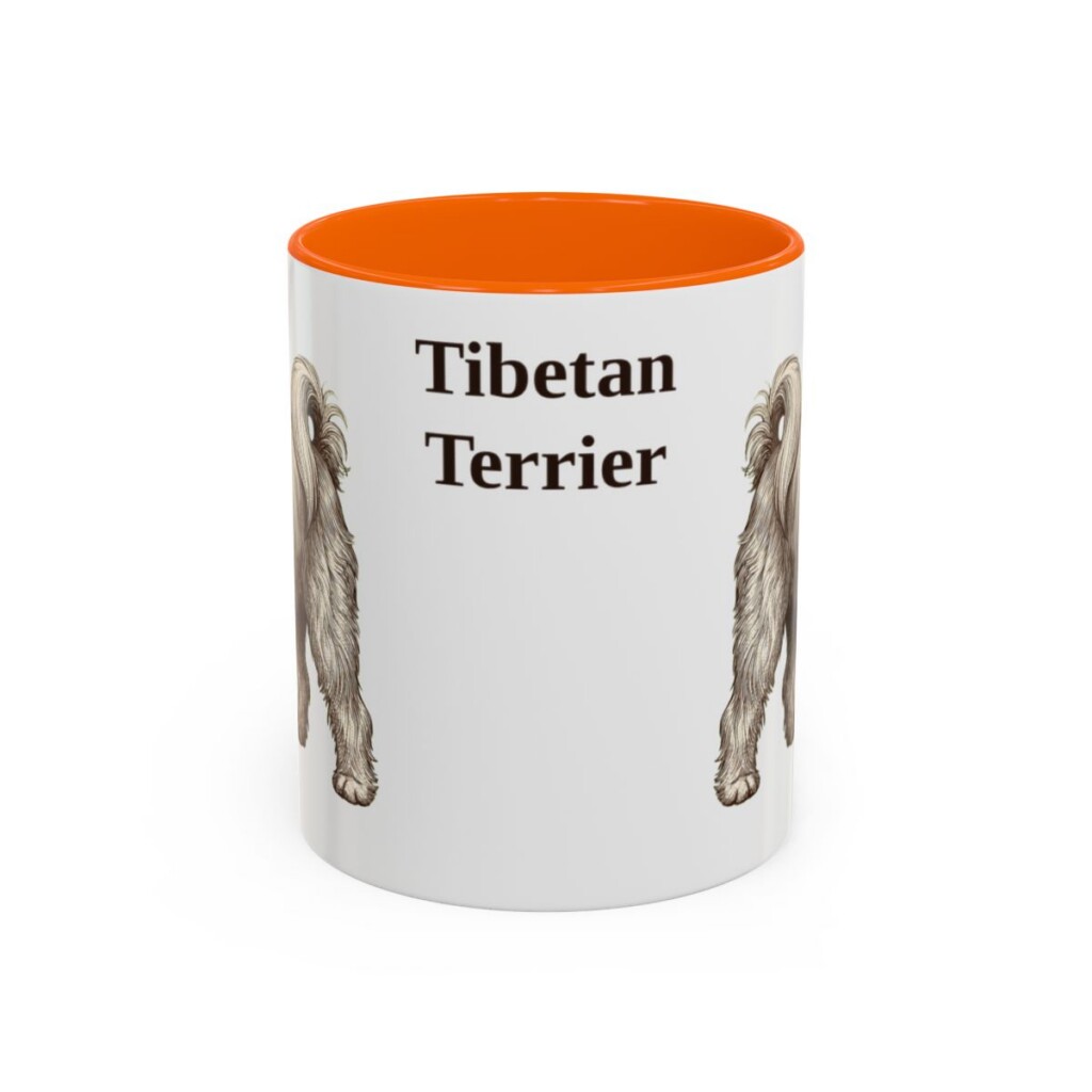 11oz-tibetan-terrier-mug-orange 11oz Tibetan Terrier Mug, Orange, front view