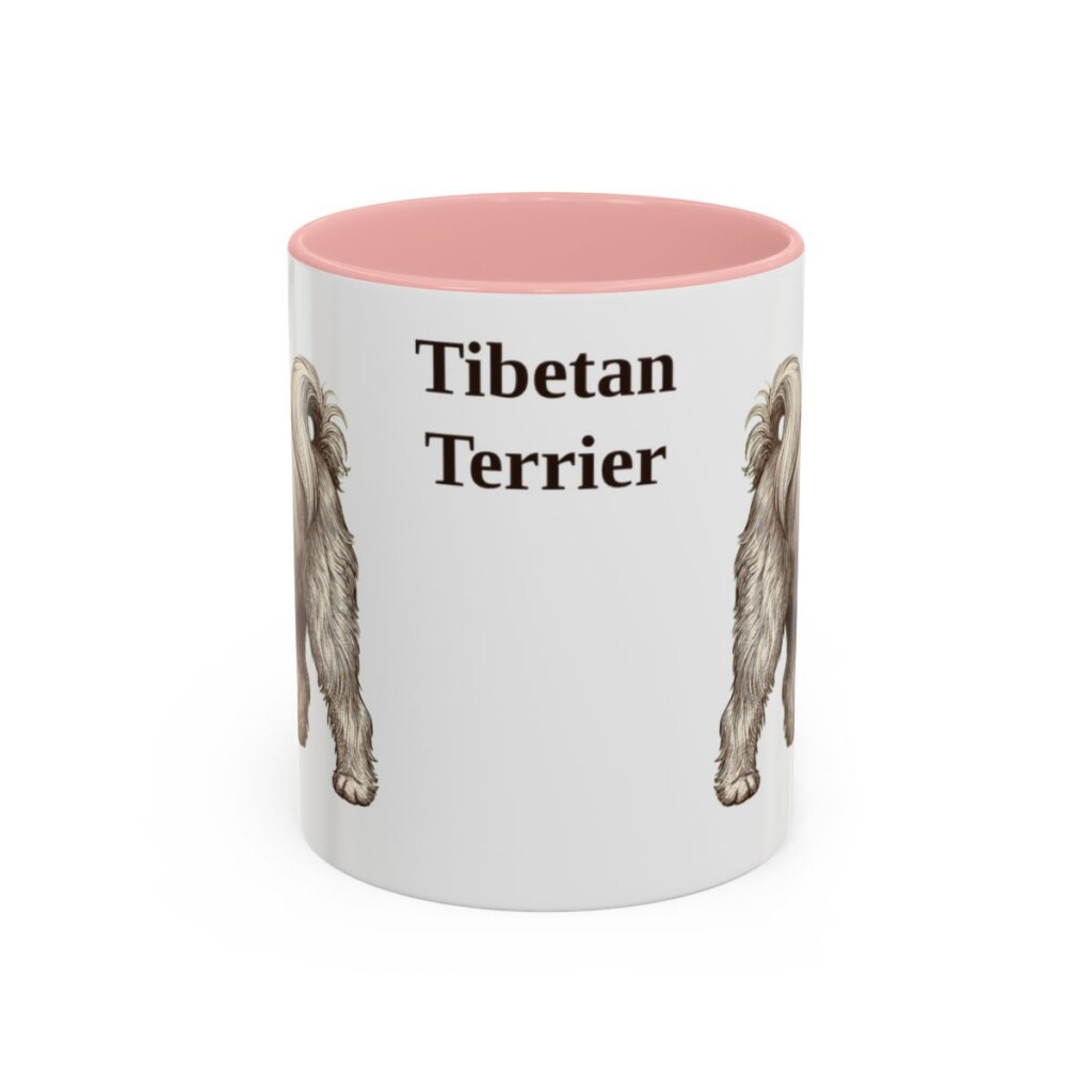 11oz-tibetan-terrier-mug-pink 11oz Tibetan Terrier Mug, Pink, front view